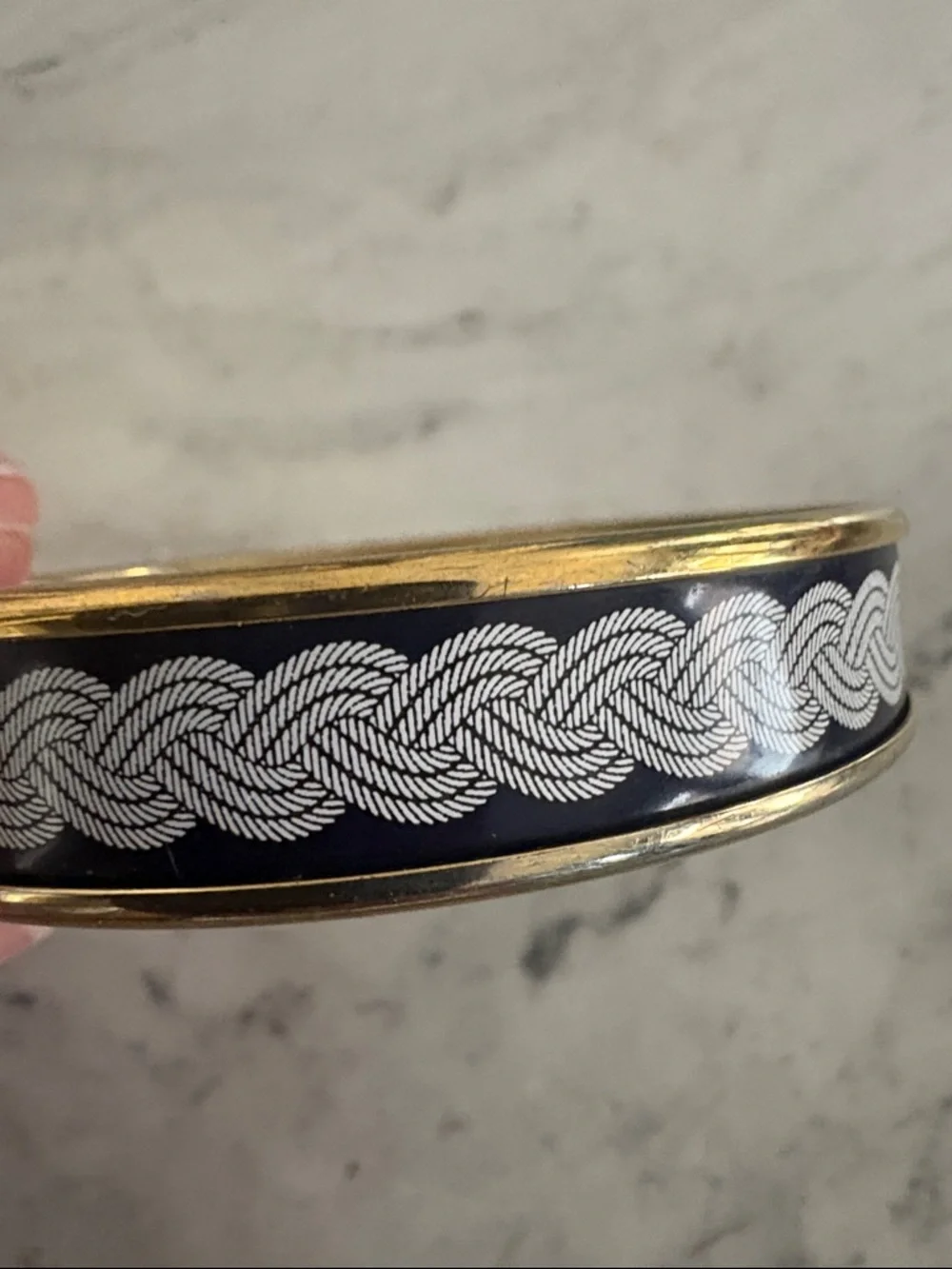 New York Yacht Club x Halcyon Days Enamel Bangle Bracelet with Braided Rope